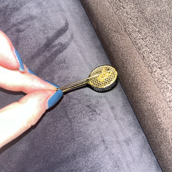 Vintage Gold Plated Badminton Pin - Picture 4 of 4